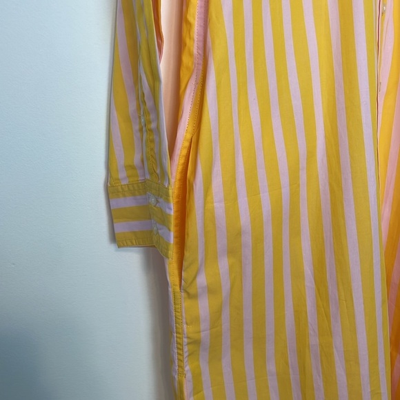 J. Crew Yellow and Pink Striped Button Up Shirtdress. Size XS. NWT. - Picture 6 of 14